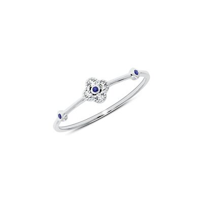 Unique Ring aus 14K Weißgold mit Saphiren und Weißtopasen Unique Ring aus 14K Weißgold mit Saphiren und Weißtopasen