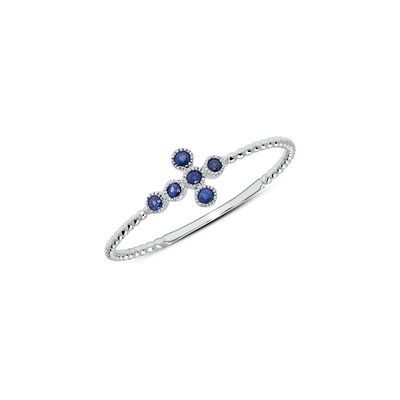 Unique Ring Kreuz aus 14K Weißgold mit Saphiren Unique Ring Kreuz aus 14K Weißgold mit Saphiren