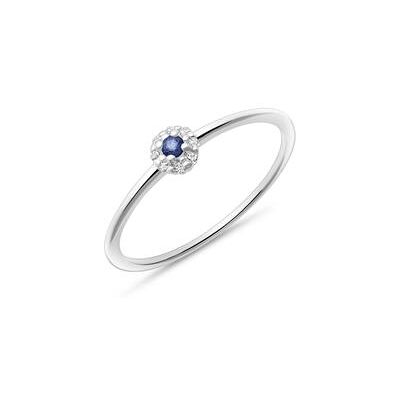Unique Ring aus 14K Weißgold mit Saphir und Weißtopasen Unique Ring aus 14K Weißgold mit Saphir und Weißtopasen