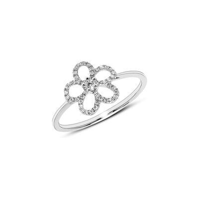 Unique Ring Blüte aus 585er Weißgold mit Diamanten Unique Ring Blüte aus 585er Weißgold mit Diamanten