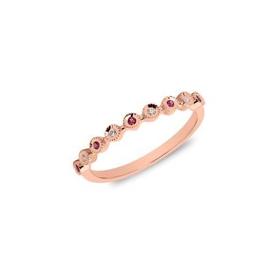 Unique 585er Roségold Ring mit Rubinen und Diamanten Unique 585er Roségold Ring mit Rubinen und Diamanten