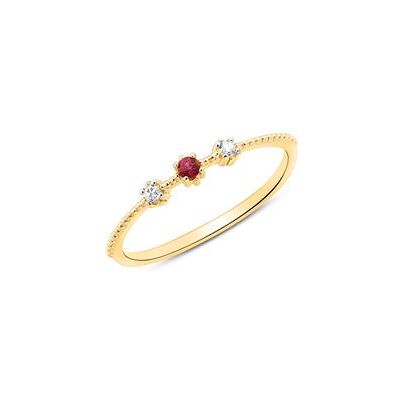 Unique 14K Gold Ring mit Diamanten und Rubin Unique 14K Gold Ring mit Diamanten und Rubin