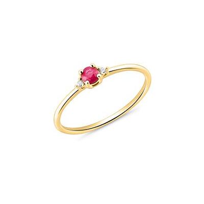 Unique 585er Goldring mit einem Rubin und Diamanten Unique 585er Goldring mit einem Rubin und Diamanten
