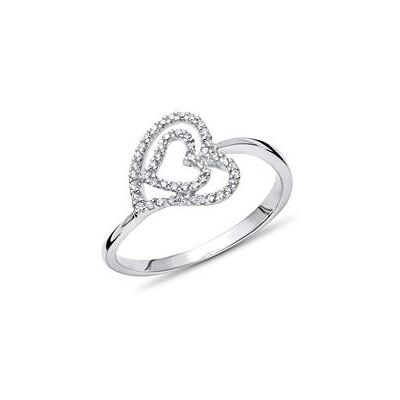 Unique Herzring aus 18K Weißgold mit Diamanten, ca. 0,14 ct. Unique Herzring aus 18K Weißgold mit Diamanten, ca. 0,14 ct.