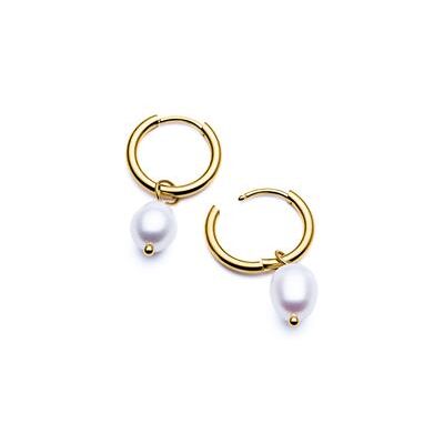 Unique Ohrringe für Damen mit Perle aus Edelstahl, vergoldet Unique Ohrringe für Damen mit Perle aus Edelstahl, vergoldet