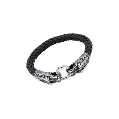 Unique Schwarzes Lederarmband Drachenkopf-Verschluss Unique Schwarzes Lederarmband Drachenkopf-Verschluss
