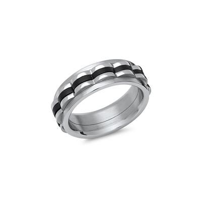 Unique Moderner Ring Edelstahl mit drehbarem Einsatz Unique Moderner Ring Edelstahl mit drehbarem Einsatz