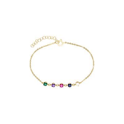 Unique Damenarmband aus 925er Silber, gold, Zirkonia, bunt Unique Damenarmband aus 925er Silber, gold, Zirkonia, bunt