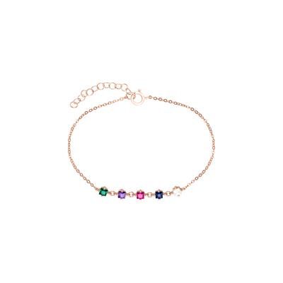 Unique Damenarmband aus 925er Silber, rosé und Zirkonia, bunt Unique Damenarmband aus 925er Silber, rosé und Zirkonia, bunt