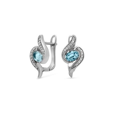 Unique Ohrstecker Klappverschluss echtes 925 Silber Blautopas Unique Ohrstecker Klappverschluss echtes 925 Silber Blautopas
