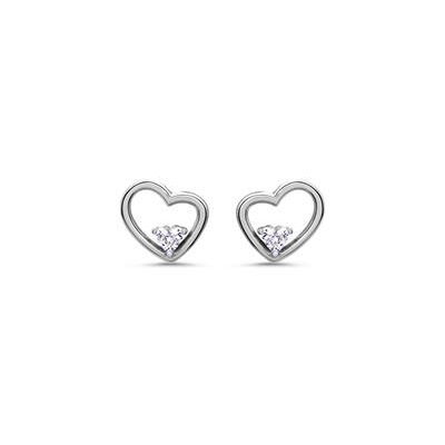 Unique Herz Ohrstecker für Damen aus 925er Silber mit Zirkonia Unique Herz Ohrstecker für Damen aus 925er Silber mit Zirkonia