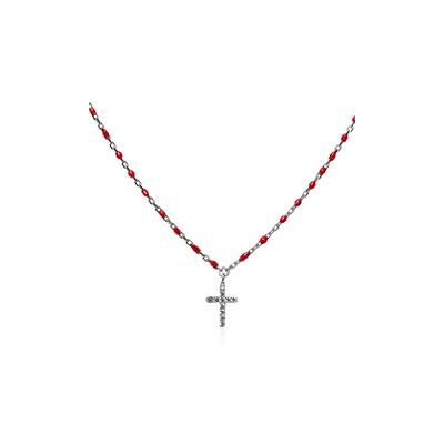 Unique 925er Silberkette Kreuz mit roter Emaille Unique 925er Silberkette Kreuz mit roter Emaille
