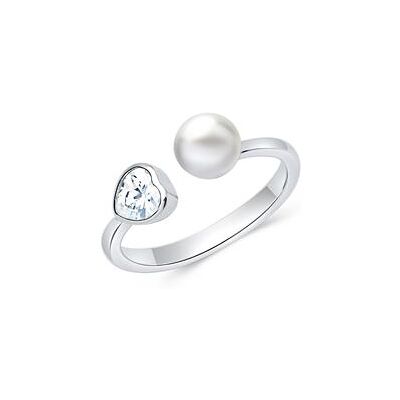 Unique 925er silber Ring offen mit Perle und Zirkonia Unique 925er silber Ring offen mit Perle und Zirkonia