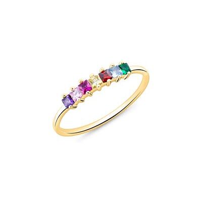 Unique Damenring aus vergoldetem 925er Silber Zirkonia, bunt Unique Damenring aus vergoldetem 925er Silber Zirkonia, bunt