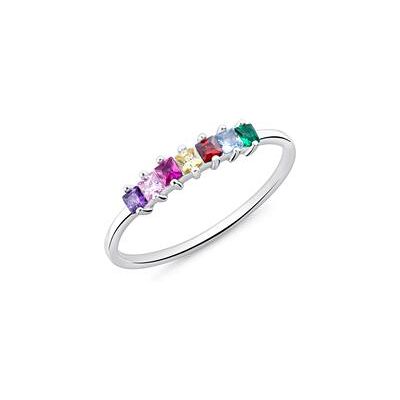 Unique 925er Silberring für Damen mit bunten Zirkonia Unique 925er Silberring für Damen mit bunten Zirkonia