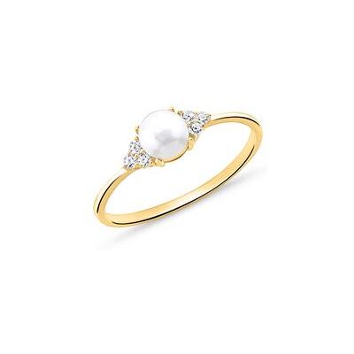 Unique Damenring aus vergoldetem 925er Silber Perle Zirkonia Unique Damenring aus vergoldetem 925er Silber Perle Zirkonia