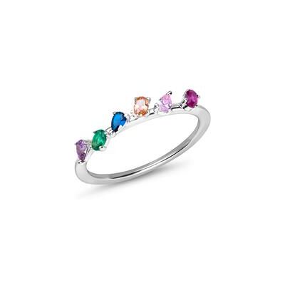 Unique Ring für Damen aus Sterlingsilber mit Zirkonia, bunt Unique Ring für Damen aus Sterlingsilber mit Zirkonia, bunt