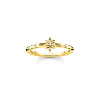 Thomas Sabo Damenring Stern aus vergoldetem 925er Silber, Zirkonia Thomas Sabo Damenring Stern aus vergoldetem 925er Silber, Zirkonia