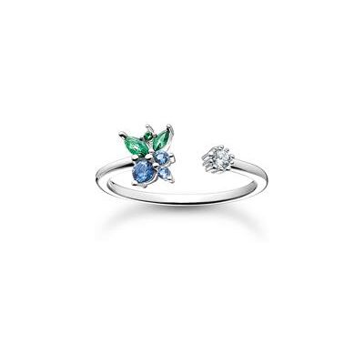Thomas Sabo Offener Ring Blaubeere aus 925er Silber mit Zirkonia Thomas Sabo Offener Ring Blaubeere aus 925er Silber mit Zirkonia