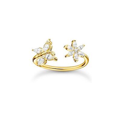 Thomas Sabo Damenring Schmetterling Blume aus 925er Silber, gold Thomas Sabo Damenring Schmetterling Blume aus 925er Silber, gold