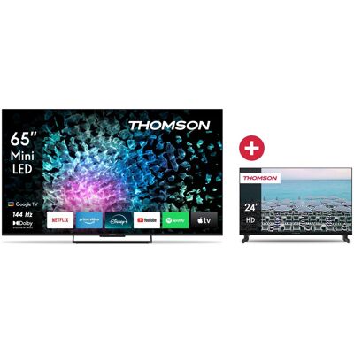 Thomson 65MG7C15 164 cm (65") Mini LED-TV + Dein Geschenk: 24HD2S13 60 cm (24") LCD-TV, 4K Ultra HD, Smart-TV, HDR-Wiedergabe, 144 Hz, DVB-T2/DVB-C/DVB-S2 Thomson 65MG7C15 164 cm (65") Mini LED-TV + Dein Geschenk: 24HD2S13 60 cm (24") LCD-TV, 4K Ultra HD, Smart-TV, HDR-Wiedergabe, 144 Hz, DVB-T2/DVB-C/DVB-S2