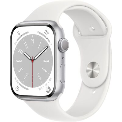 Apple Watch Series 8 (45mm) GPS Aluminium mit Sportarmband silber/weiß Apple Watch Series 8 (45mm) GPS Aluminium mit Sportarmband silber/weiß