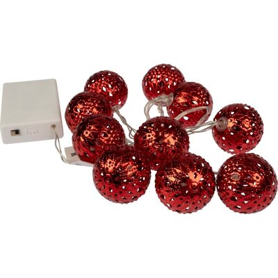 Konstsmide LED-Dekolichterkette "Kugeln" rot, 10 Dioden warmweiß Konstsmide LED-Dekolichterkette "Kugeln" rot, 10 Dioden warmweiß