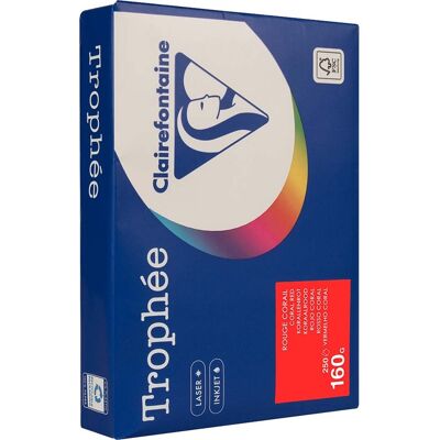 Clairefontaine Trophée Intens - Koralrot - 160g A4, 250 Blatt Clairefontaine Trophée Intens - Koralrot - 160g A4, 250 Blatt