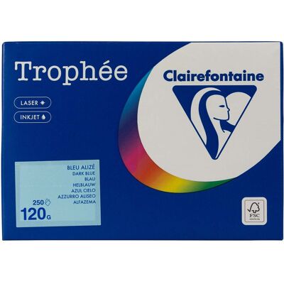 Clairefontaine 250 Blatt Clairfontaine Farbiges Kopierpapier 'Trophee' 120 g/m², DIN A4, blau Clairefontaine 250 Blatt Clairfontaine Farbiges Kopierpapier 'Trophee' 120 g/m², DIN A4, blau