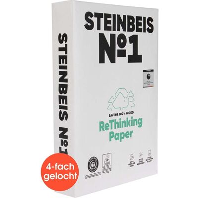 500 Blatt Steinbeis Recycling Kopierpapier "No.1, ClassicWhite" DIN A4, 4-fach gelocht 500 Blatt Steinbeis Recycling Kopierpapier "No.1, ClassicWhite" DIN A4, 4-fach gelocht