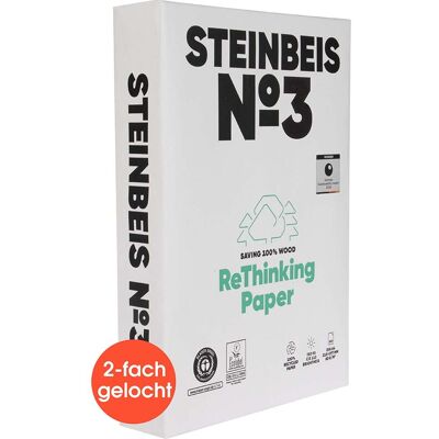 500 Blatt Steinbeis Recycling Kopierpapier "No.3, PureWhite" DIN A4, 2-fach gelocht 500 Blatt Steinbeis Recycling Kopierpapier "No.3, PureWhite" DIN A4, 2-fach gelocht