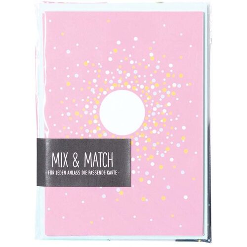 6er-Set My Pretty Circus Recycling-Grußkarten "Konfetti" rosa, mit Umschlägen und Stickern