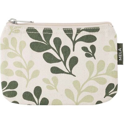 MELA Kosmetiktasche aus Bio-Baumwoll-Canvas 18 x 12 cm, greige/green leaf print MELA Kosmetiktasche aus Bio-Baumwoll-Canvas 18 x 12 cm, greige/green leaf print