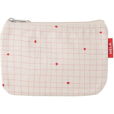 MELA Kosmetiktasche aus Bio-Baumwoll-Canvas 18 x 12 cm, greige/candy grid print MELA Kosmetiktasche aus Bio-Baumwoll-Canvas 18 x 12 cm, greige/candy grid print