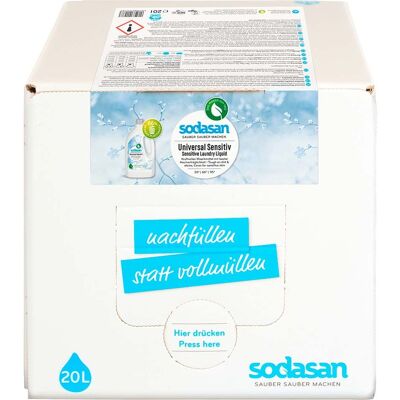 Sodasan Universal-Waschmittel 'Sensitiv' Nachfüllung, Bag in Box, 20 l Sodasan Universal-Waschmittel 'Sensitiv' Nachfüllung, Bag in Box, 20 l