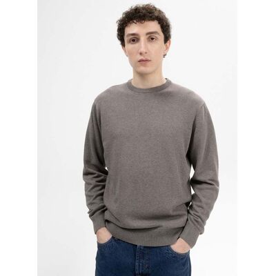 MELA Bio-Herren-Feinstrick-Pullover 'HIMAL' mit Rundhalsausschnitt, bear melange, Gr. M MELA Bio-Herren-Feinstrick-Pullover 'HIMAL' mit Rundhalsausschnitt, bear melange, Gr. M