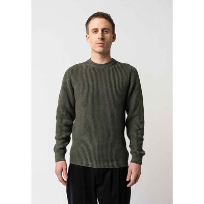 MELA Bio-Herren-Strickpullover 'RAVI' mit Rundhalsausschnitt, grün melange, Gr. L MELA Bio-Herren-Strickpullover 'RAVI' mit Rundhalsausschnitt, grün melange, Gr. L