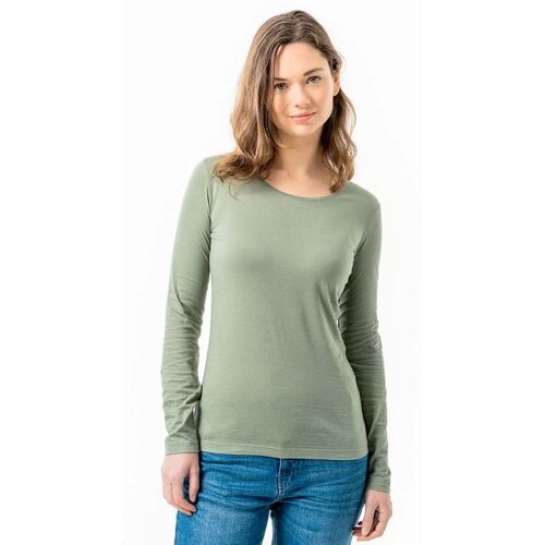 Living Crafts Bio-Damen-Langarmshirt 'SUSANNA' mit Rundhalsausschnitt, fog green, Gr. M