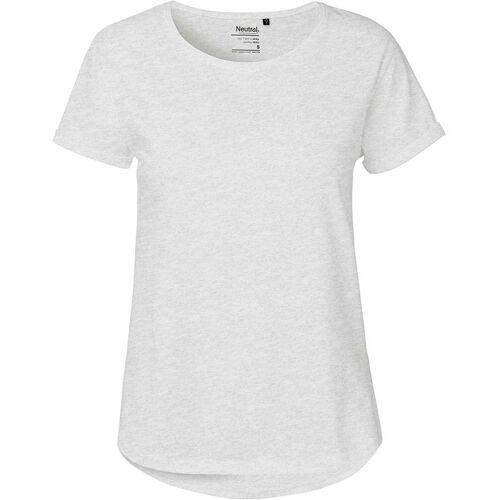 Neutral Bio-Damen-T-Shirt mit Roll-Up-Ärmeln, ash grey, Gr. S