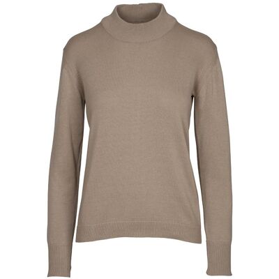 MELA Bio-Damen-Feinstrick-Pullover 'SADA' mit Stehkragen, hazel, Gr. XL MELA Bio-Damen-Feinstrick-Pullover 'SADA' mit Stehkragen, hazel, Gr. XL