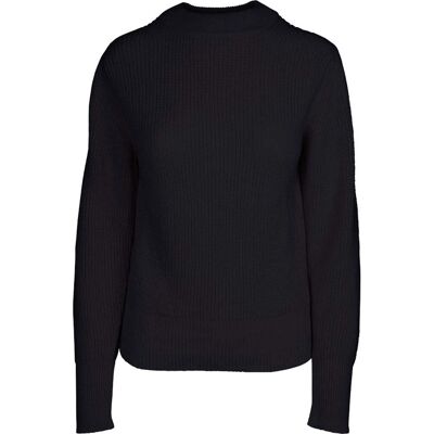 MELA Bio-Damen-Strickpullover "RIYA" mit kurzem Stehkragen, black, Gr. S MELA Bio-Damen-Strickpullover "RIYA" mit kurzem Stehkragen, black, Gr. S