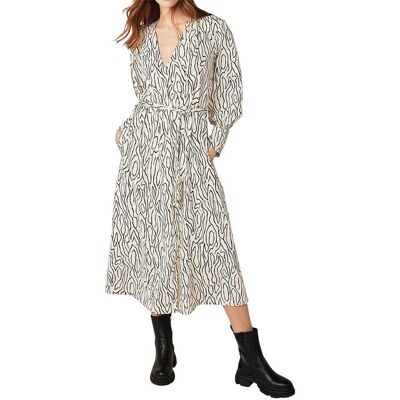 LANA Bio-Damen-Maxikleid "Liliana" mit Bindegürtel, schwarz/weiß, Gr. 36 LANA Bio-Damen-Maxikleid "Liliana" mit Bindegürtel, schwarz/weiß, Gr. 36
