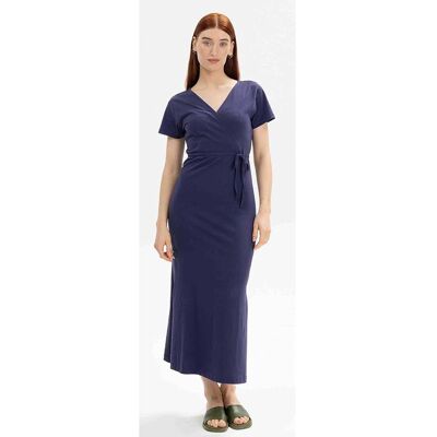 MELA Bio-Damen-Midi-Kleid "SHREOSHI" mit Bindegürtel, summer night, Gr. L MELA Bio-Damen-Midi-Kleid "SHREOSHI" mit Bindegürtel, summer night, Gr. L