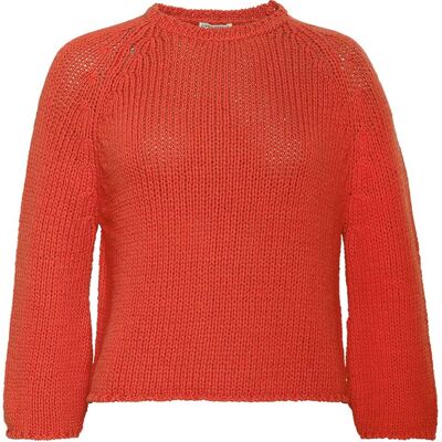 Living Crafts Bio-Damen-Strickpullover 'RICARDA' mit Raglanärmeln, poincana red, Gr. XL Living Crafts Bio-Damen-Strickpullover 'RICARDA' mit Raglanärmeln, poincana red, Gr. XL