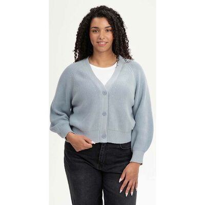 MELA Bio-Damen-Rippstrick-Cardigan "BHUMA" mit Raglan-Ärmel, cloudy blue, Gr. M MELA Bio-Damen-Rippstrick-Cardigan "BHUMA" mit Raglan-Ärmel, cloudy blue, Gr. M