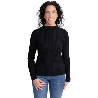 MELA Bio-Damen-Strickpullover 'NAMARI' mit kurzem Stehkragen, schwarz, Gr. L MELA Bio-Damen-Strickpullover 'NAMARI' mit kurzem Stehkragen, schwarz, Gr. L