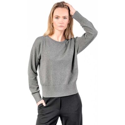 Living Crafts Bio-Damen-Pullover 'UNDINE' mit Rippbündchen, grey melange, Gr. L Living Crafts Bio-Damen-Pullover 'UNDINE' mit Rippbündchen, grey melange, Gr. L