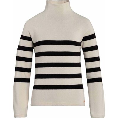 Living Crafts Bio-Damen-Pullover "Paloma" mit hohem Kragen, black/cream, Gr. XL Living Crafts Bio-Damen-Pullover "Paloma" mit hohem Kragen, black/cream, Gr. XL
