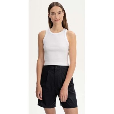 MELA Bio-Damen-Cropped-Rippstrick-Tanktop "PRISHA" mit Rundhalsausschnitt, weiß, Gr. M MELA Bio-Damen-Cropped-Rippstrick-Tanktop "PRISHA" mit Rundhalsausschnitt, weiß, Gr. M
