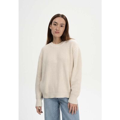MELA Bio-Damen-Strickpullover 'ADAH' mit Rundhalsausschnitt, cream melange, Gr. M MELA Bio-Damen-Strickpullover 'ADAH' mit Rundhalsausschnitt, cream melange, Gr. M